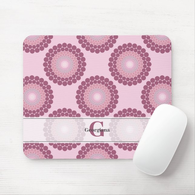 Personlig Radiant Dusky Ro Polka Dot Mandala Musmatta (Med mus)