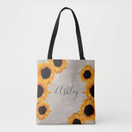 Personlig Radiant Solros Burlap Tote Bag Tygkasse
