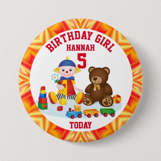 Personlig Rag Doll och Teddy Kids' Age Knapp (Framsida)