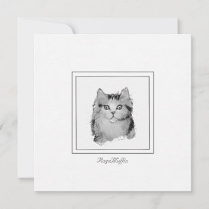 Personlig RagaMuffin Cat Teckning på en lägenhet Anteckningskort
