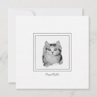 Personlig RagaMuffin Cat Teckning på en lägenhet Anteckningskort