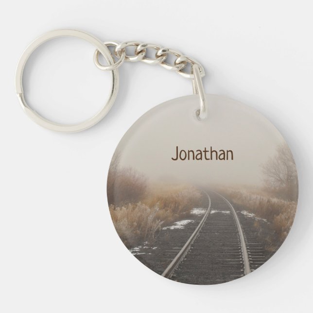 Personlig Railroad Tracks Foggy Landscape (Framsidan)
