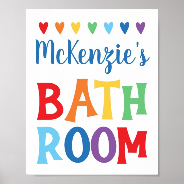 Personlig Rainbow Bathroom Wall Art Poster (Framsidan)