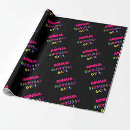 Personlig Rainbow Birthday Girl Presentpapper