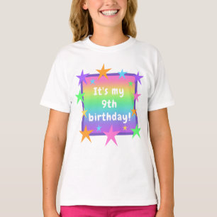 Personlig Rainbow Birthday Girls' T Shirt