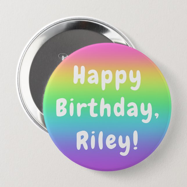 Personlig Rainbow Birthday Knapp (Framsida & baksida)