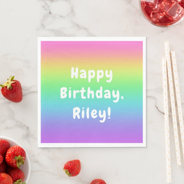 Personlig Rainbow Birthday Pappersservett (Insitu)