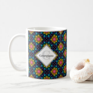 Personlig Rainbow Blommigt Fontän Art Deco Fläkt Kaffemugg