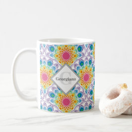 Personlig Rainbow Blommigt Fontän Art Deco Kaffemugg