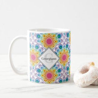 Personlig Rainbow Blommigt Fontän Art Deco Kaffemugg