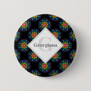 Personlig Rainbow Blommigt Polka Dot Mandala Knapp