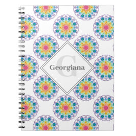 Personlig Rainbow Blommigt Polka dots Mandala Anteckningsbok
