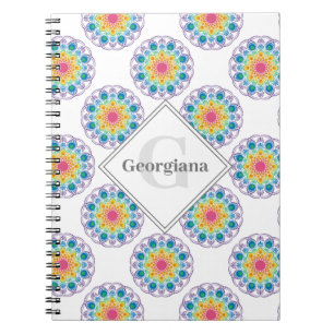Personlig Rainbow Blommigt Polka dots Mandala Anteckningsbok