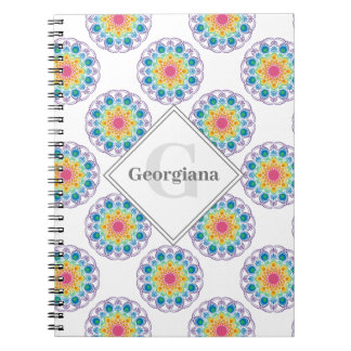 Personlig Rainbow Blommigt Polka dots Mandala Anteckningsbok