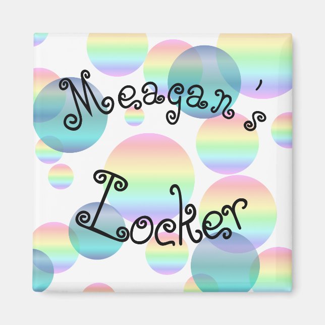 Personlig Rainbow Bubbles Magnet (Framsidan)