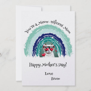 Personlig Rainbow Cat Photo Mors dag Card Inbjudningar