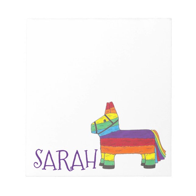 Personlig Rainbow Donkey Piñata Födelsedagsfest Anteckningsblock (Framsida)