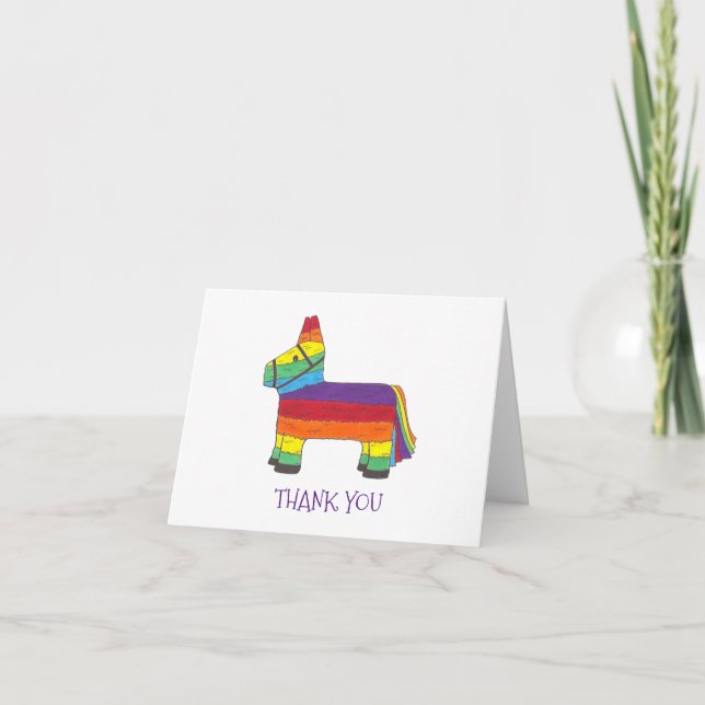 Personlig Rainbow Donkey Piñata Födelsedagsfest Tack Kort (Framsida)