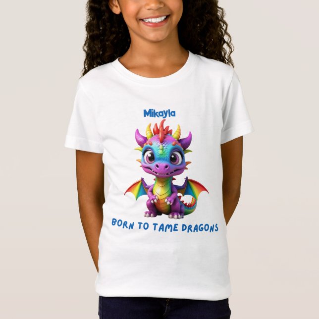 Personlig Rainbow Dragon T Shirt (Framsida)