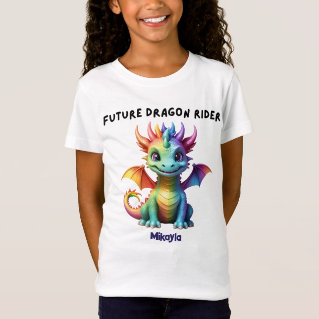 Personlig Rainbow Dragon T Shirt (Framsida)