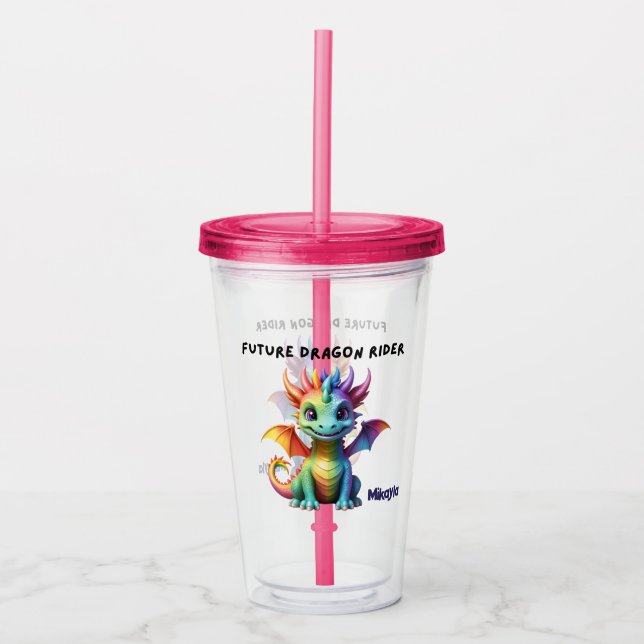 Personlig Rainbow Dragon Take Away Mugg (Framsida)