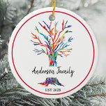 Personlig Rainbow Family Träd Julgransprydnad Keramik<br><div class="desc">Denna färgstarka ornament dekoreras med träd i regnbåge färg. Enkelt anpassat med ditt namn och år. Använda alternativet Anpassa ytterligare om du vill ändra texten storlekt, stil eller färg om du vill. Eftersom vi skapar vår egen teckning kommer du inte att hitta just den här bilden från andra designers. Original...</div>