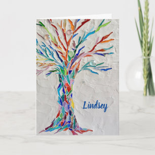 Personlig Rainbow Färg Livets träd Card Kort