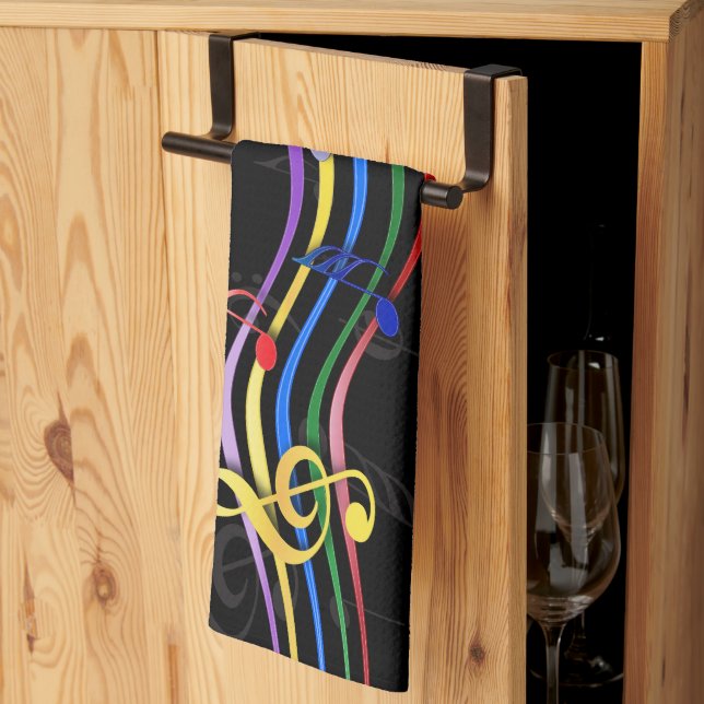 Personlig Rainbow Färgad Musik noter Kökshandduk (Thirds Fold)