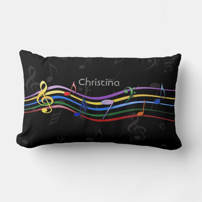 Personlig Rainbow Färgad Musik noter Lumbarkudde (Framsida)