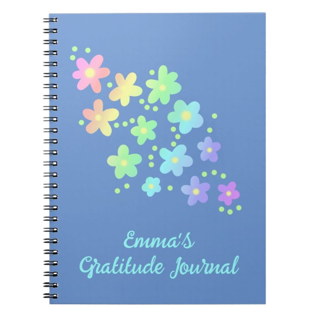 Personlig Rainbow Flowers Gratitude Journal Anteckningsbok (Framsidan)