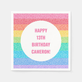 Personlig Rainbow Glitter Födelsedagsfest Pappersservett
