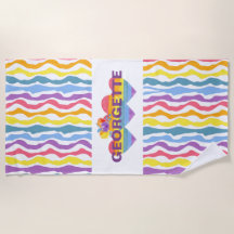 Personlig Rainbow Heart Beach Towel