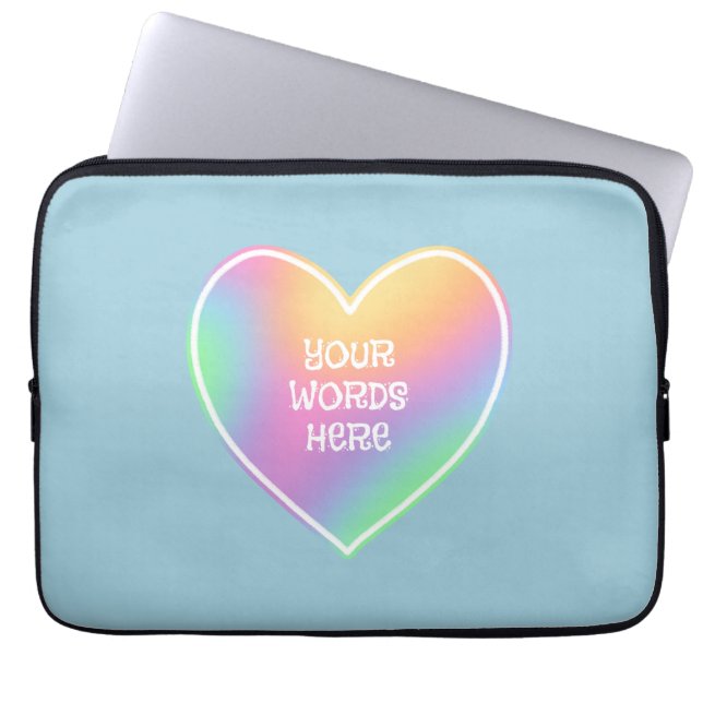 Personlig Rainbow Heart Blue Laptop Fodral (Framsidan)