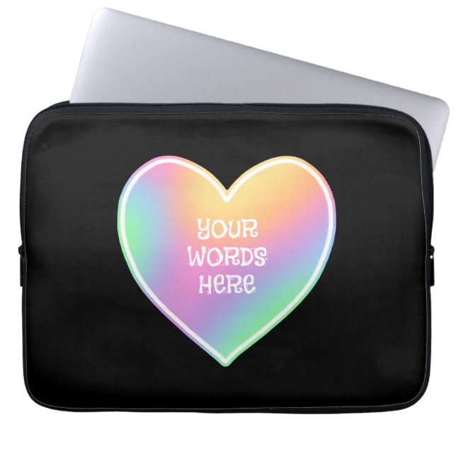 Personlig Rainbow Heart Laptop sleeve (Framsidan)