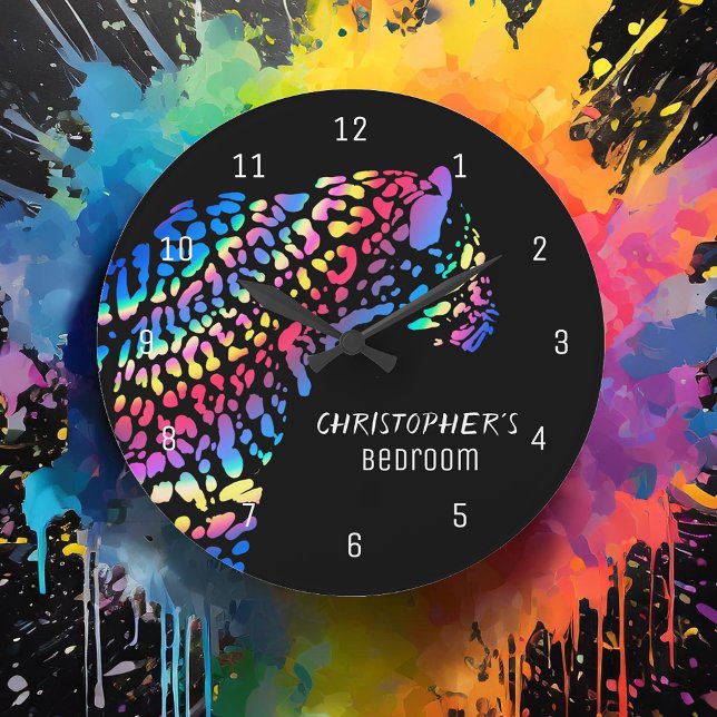 Personlig Rainbow Jaguar Bedroom Clock Stor Klocka (Skapare uppladdad)