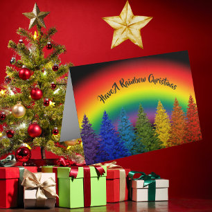 Personlig Rainbow Julgran Kort