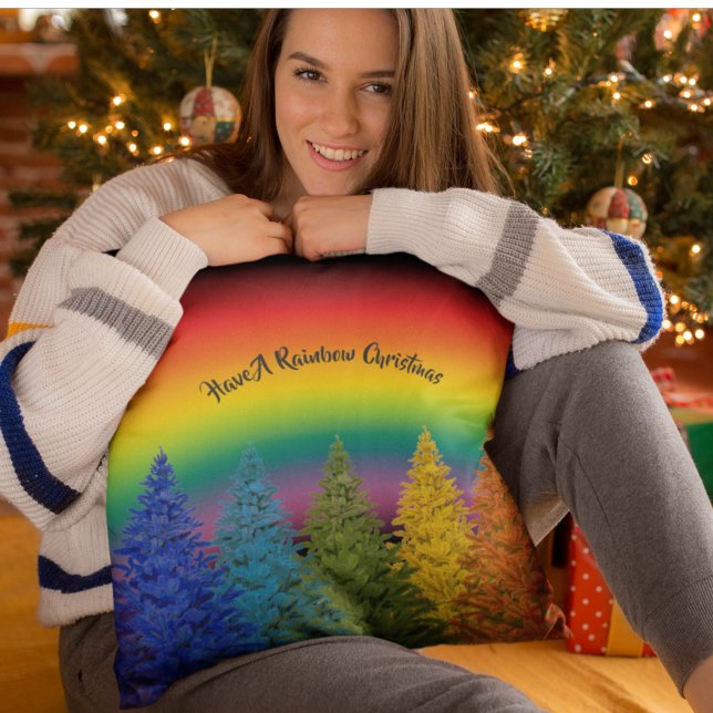Personlig Rainbow Julgran Kudde (Skapare uppladdad)