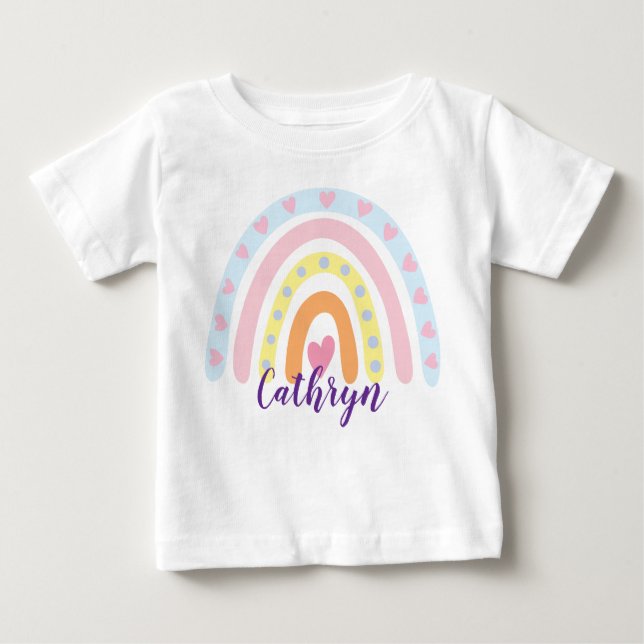 Personlig Rainbow Kids T-Shirt - Anpassat namn (Framsida)