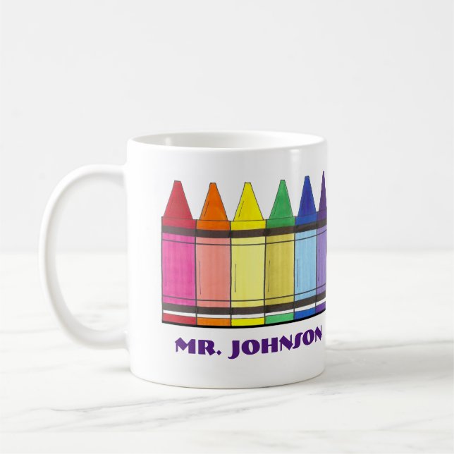 Personlig Rainbow Kritor Art Teacher Artist Kaffemugg (Vänster)