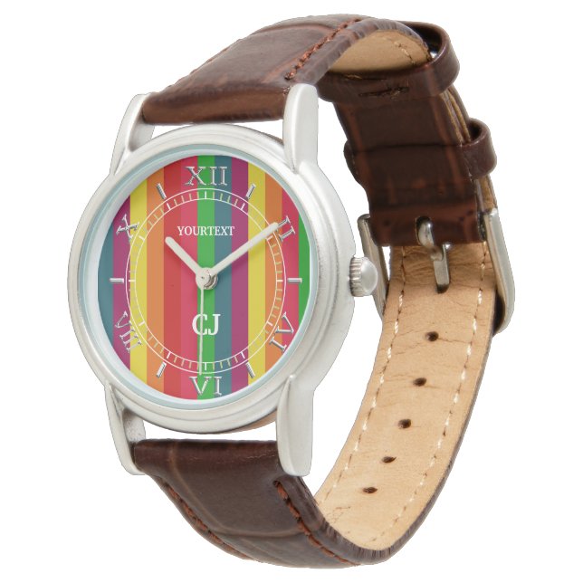 Personlig Rainbow Lodrät Rand Dial Armbandsur (Vinklad)