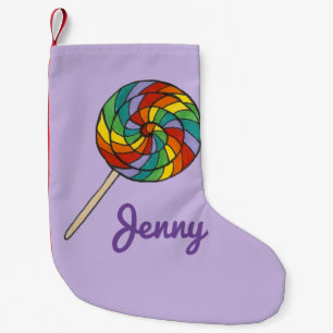 Personlig Rainbow Lollipop Candy Lolly Sucker Liten Julstrumpa