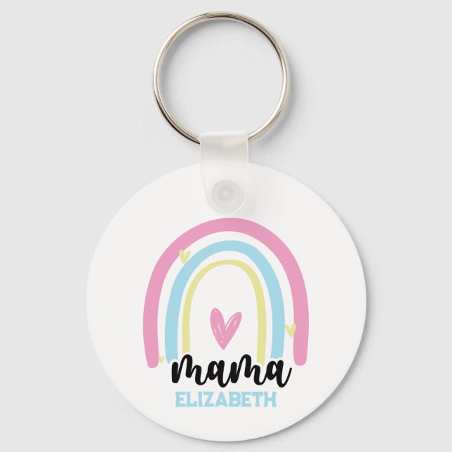 Personlig Rainbow Mama - Mors dag Nyckelring (Framsida)