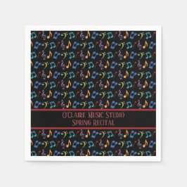 Personlig Rainbow Musik noter (svart) Pappersservett