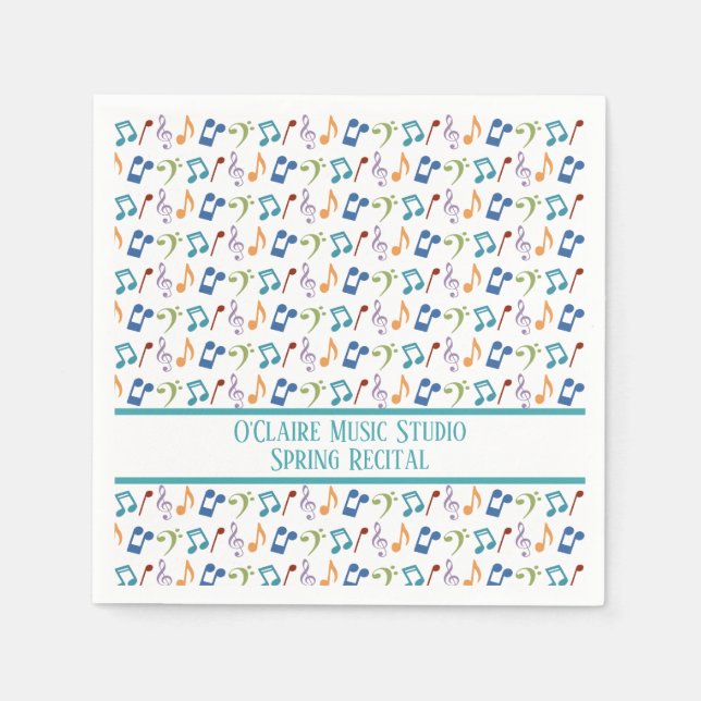 Personlig Rainbow Musik noter (vit) Pappersservett (Framsidan)