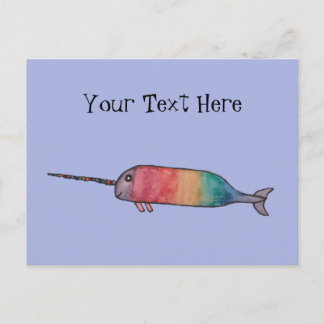 Personlig Rainbow Narwhal Vykort