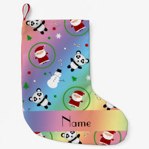 Personlig rainbow panda santas christmas liten julstrumpa