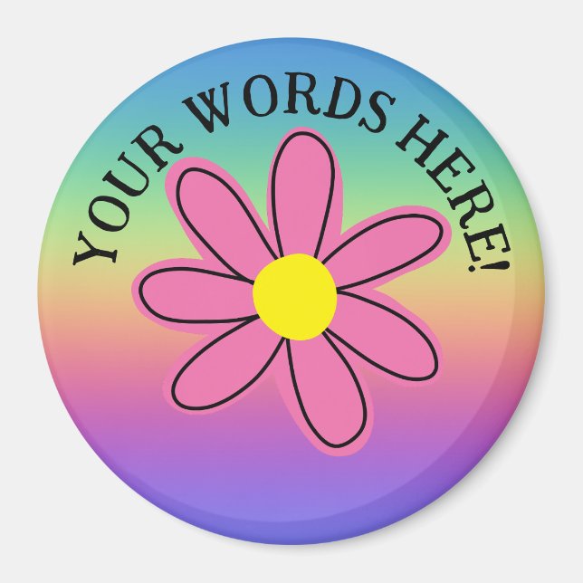 Personlig Rainbow Rosa Flower Magnet (Framsidan)
