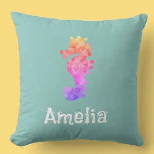 Personlig Rainbow Seahorse Dekorativ kudde