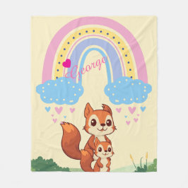 Personlig Rainbow Squirrel Fleece Blanket