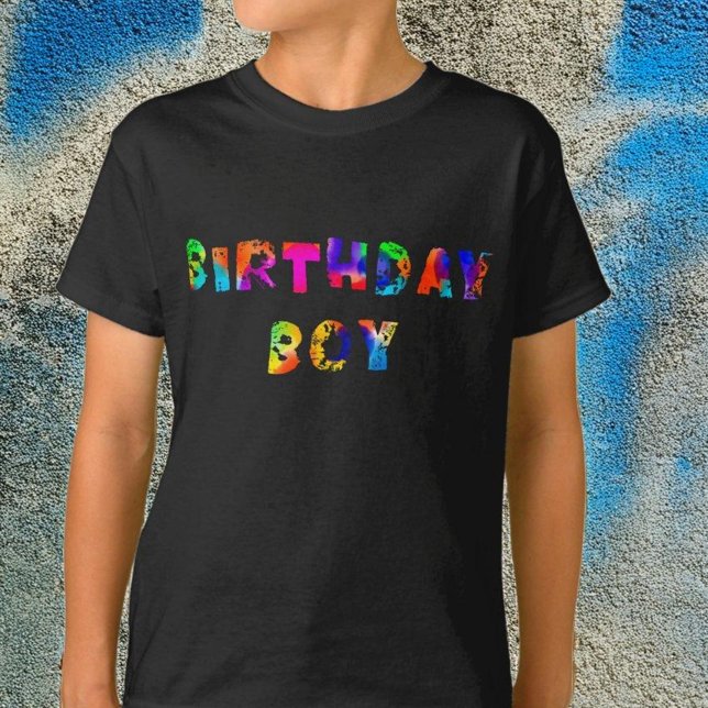 Personlig Rainbow Stänk Birthday Boy T Shirt (Skapare uppladdad)